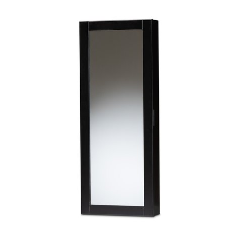 Baxton Studio Pontus ModernBlack Finished Wood Wall-Mountable Jewelry Armoire with Mirror 197-12160-ZORO